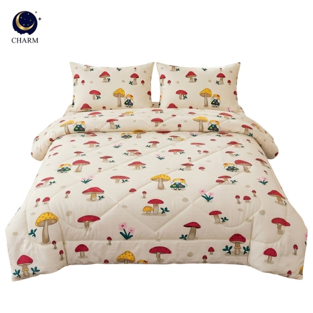 ชุดผ้าปูที่นอน 5 ฟุต 4 ชิ้น CHARM DREAMY ลาย RED MUSHY_0